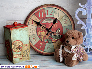Короб и часы в детскую комнату «Винтажные Мишки»