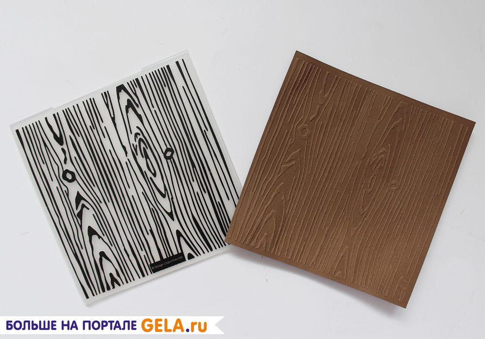 Фото 1 С помощью формы для эмбоссирования на бумаги разных оттенков коричневого цвета создаем оттиск древесной коры.