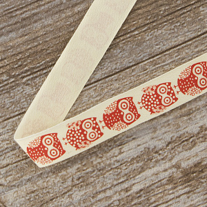 Лента хлопковая на картонной мини-катушке "Совы". Арт VR15.679