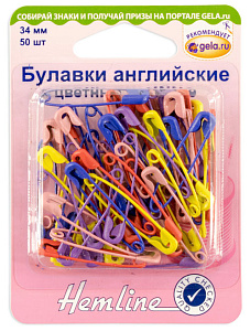 Булавки английские цветные 