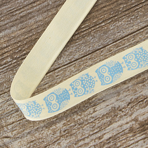 Лента хлопковая на картонной мини-катушке "Совы". Арт VR15.902