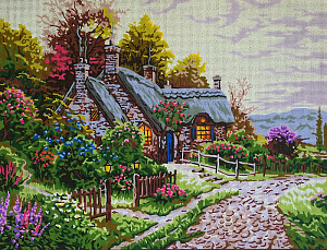 Канва жесткая с рисунком "Летний домик"