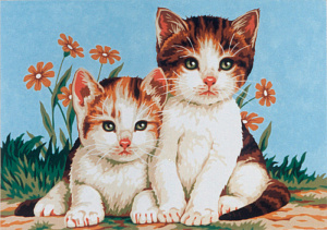 Канва жесткая с 2 рисунками "Котята"