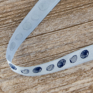 Лента репсовая на картонной мини-катушке "Ракушки". Арт VR12.416