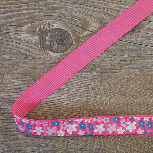 Лента репсовая на картонной катушке "Цветочки". Арт VR15.306