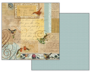 Бумага двухсторонняя для скрапбукинга "Письма и маленькие птицы". Арт SBB220