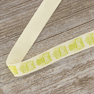 Лента хлопковая на картонной мини-катушке "Совы". Арт VR15.057