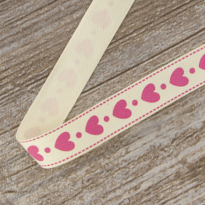 Лента хлопковая на картонной мини-катушке "Сердечки". Арт VR15.901