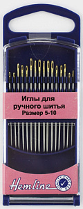 Иглы для ручного шитья с острым кончиком в пластиковом контейнере №5-10, 16 шт
