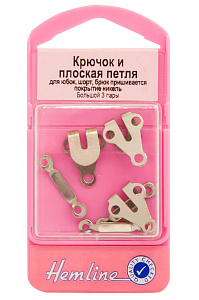 Крючок и плоская петля, большой размер, 3 пары