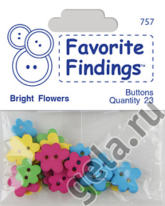 Пуговицы Favorite Findings "Матовые светлые цветочки". Арт 550000757                