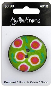 Пуговица My Buttons - Coconut "Lime Flowers". Арт 630004910