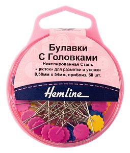 Булавки с плоскими головками "Цветок" в контейнере