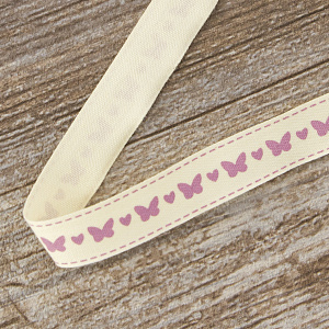 Лента хлопковая на картонной мини-катушке "Бабочки". Арт VR15.711